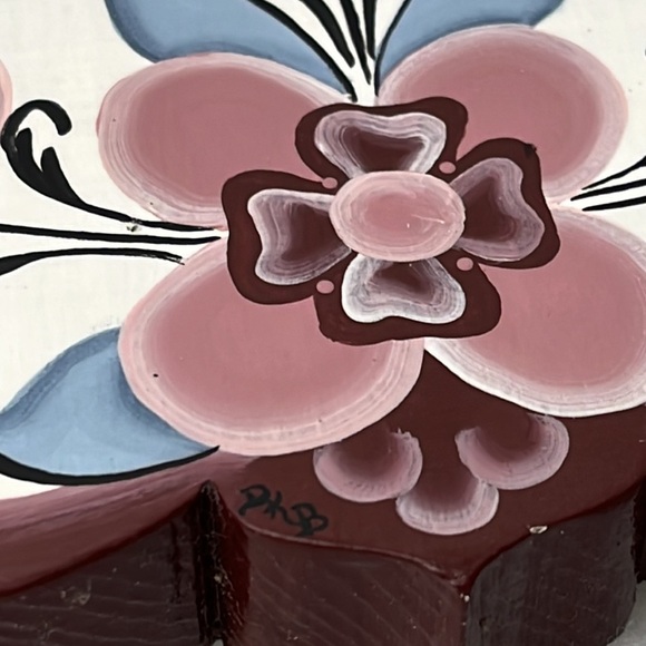 Vintage Hand Painted Folk Art Wood Tole Recipe Card Stand Holder Country Decor - Picture 8 of 9